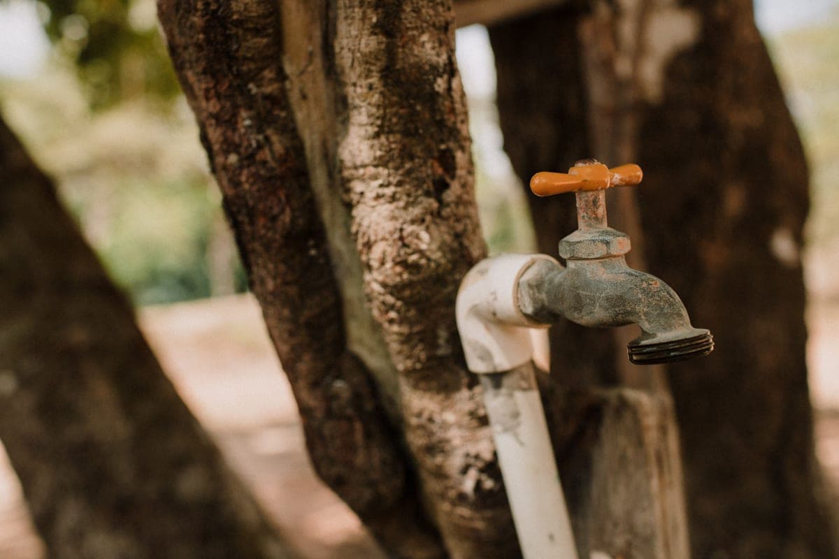 Outdoor tap and pipework at a rural property