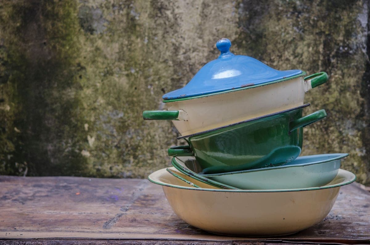Vintage-style white enameled cast iron kitchen sink