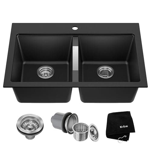 Kraus Quarza KGD-433B double-bowl composite sink — product photograph